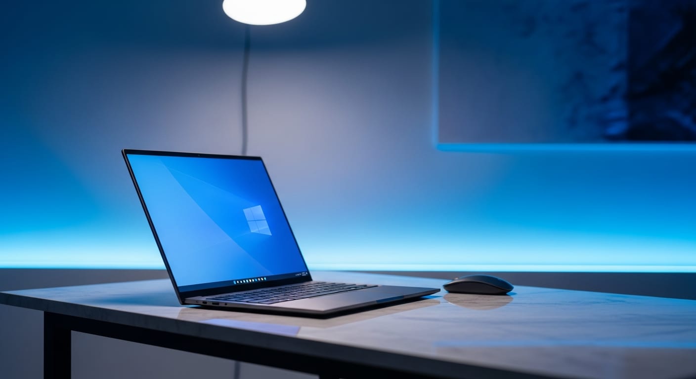 Clean studio product shot of PC, Laptop & Chromebook devices on display at the MTM IT workshop