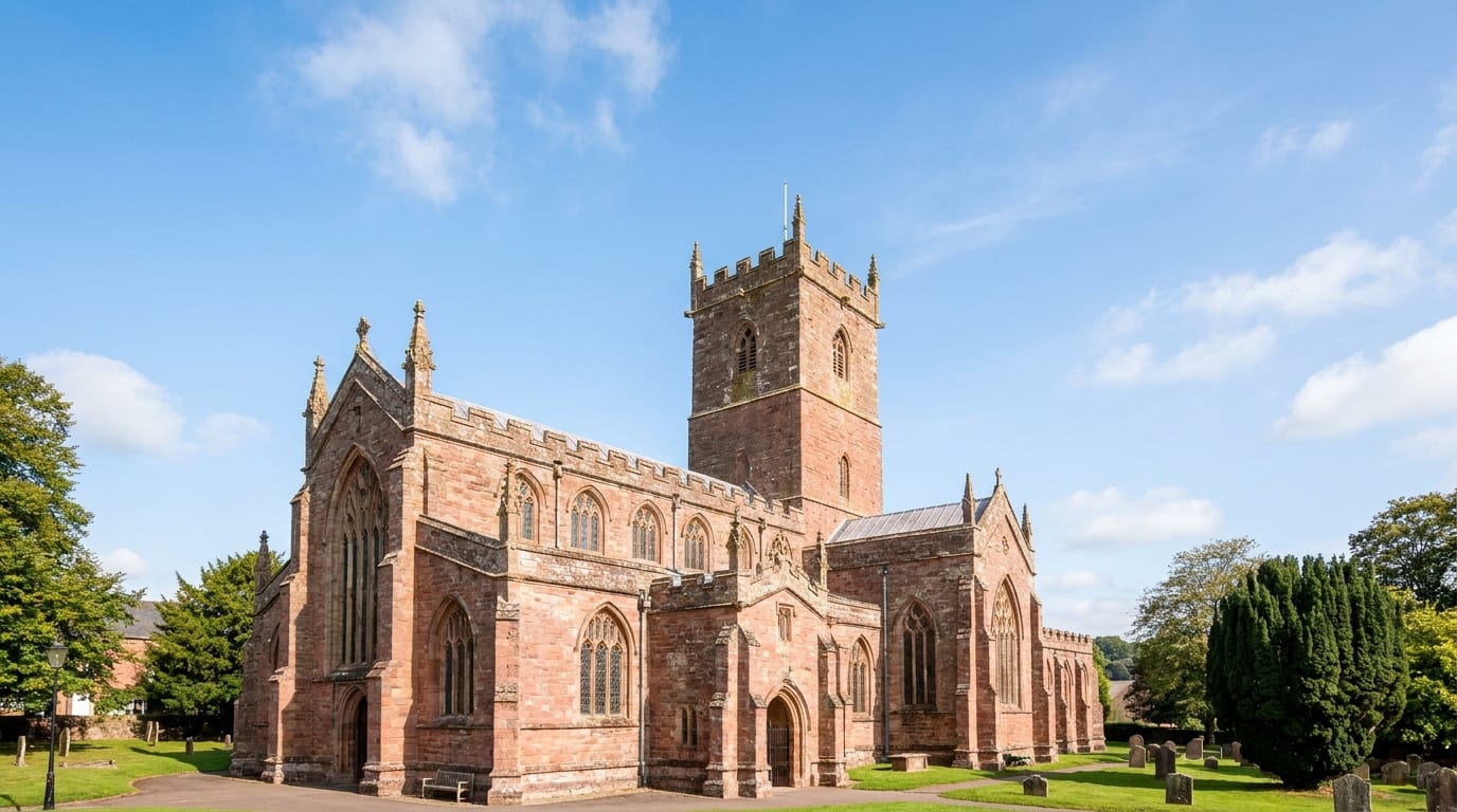 Crediton Parish Church, the red-sandstone Church of the Holy Cross in Crediton, Devon