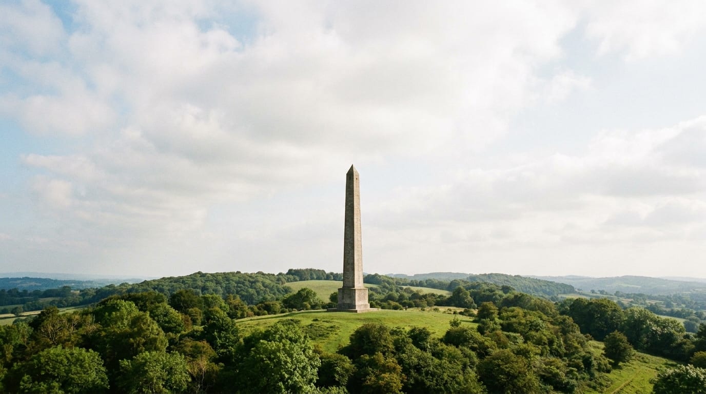 The Wellington Monument, a stone obelisk on the Blackdown Hills above Wellington, Somerset