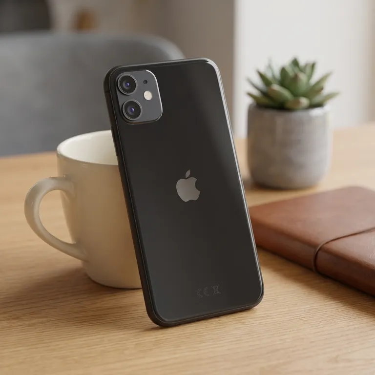 Lifestyle image of a person using the iPhone 11 64GB Black, a refurbished smartphone from MTM IT