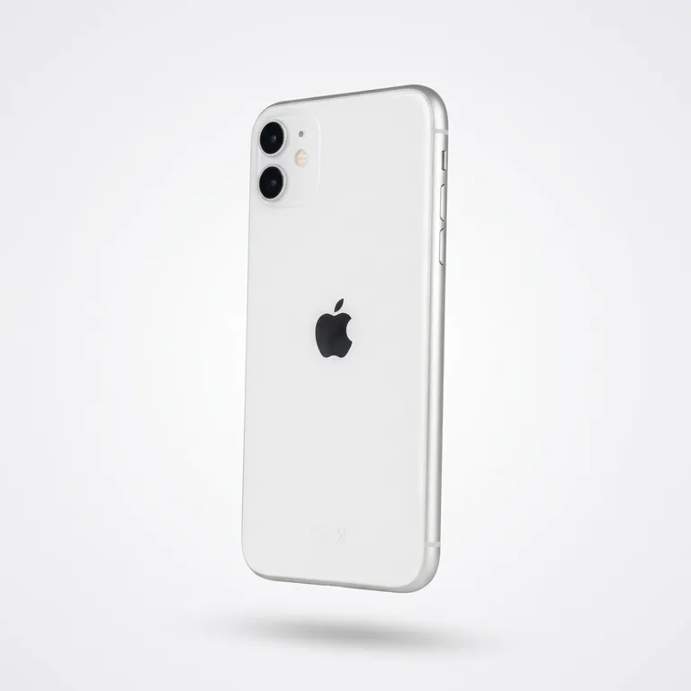 Back view of a white Apple iPhone 11 64GB dual camera excellent condition refurbished by MTM IT