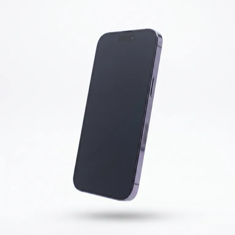iPhone 14 Pro Max Deep Purple front view, excellent condition refurbished, MTM IT