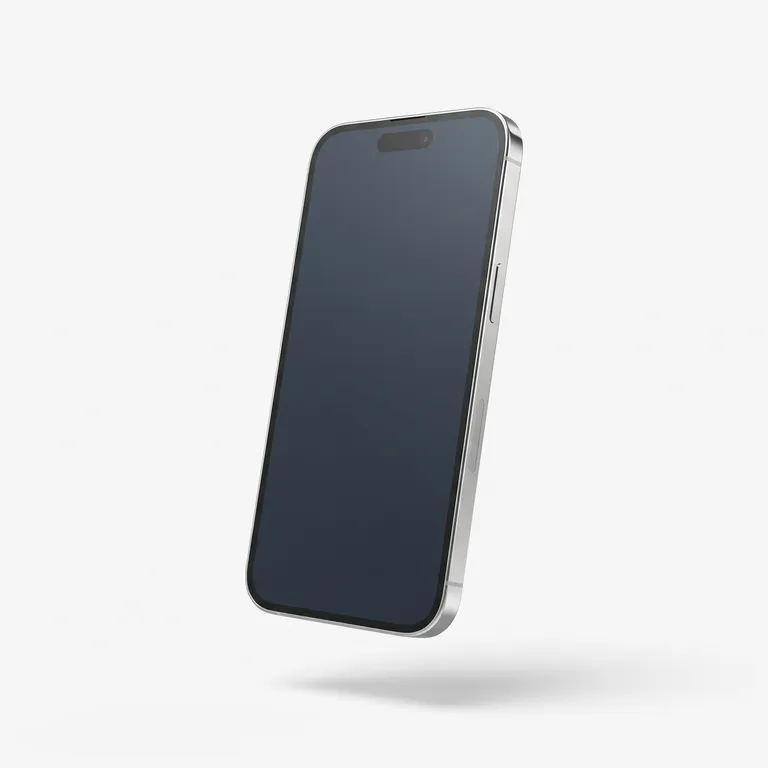 Front view of a refurbished Apple iPhone 15 Pro in White, graded Excellent by MTM IT