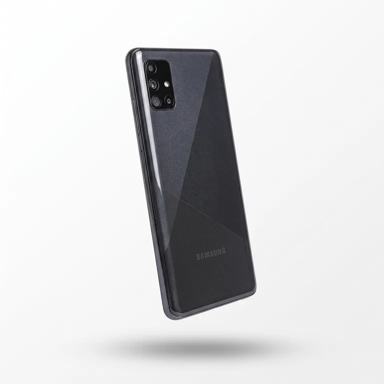 Back view of Samsung Galaxy A51 128GB black certified refurbished by MTM IT showing camera module